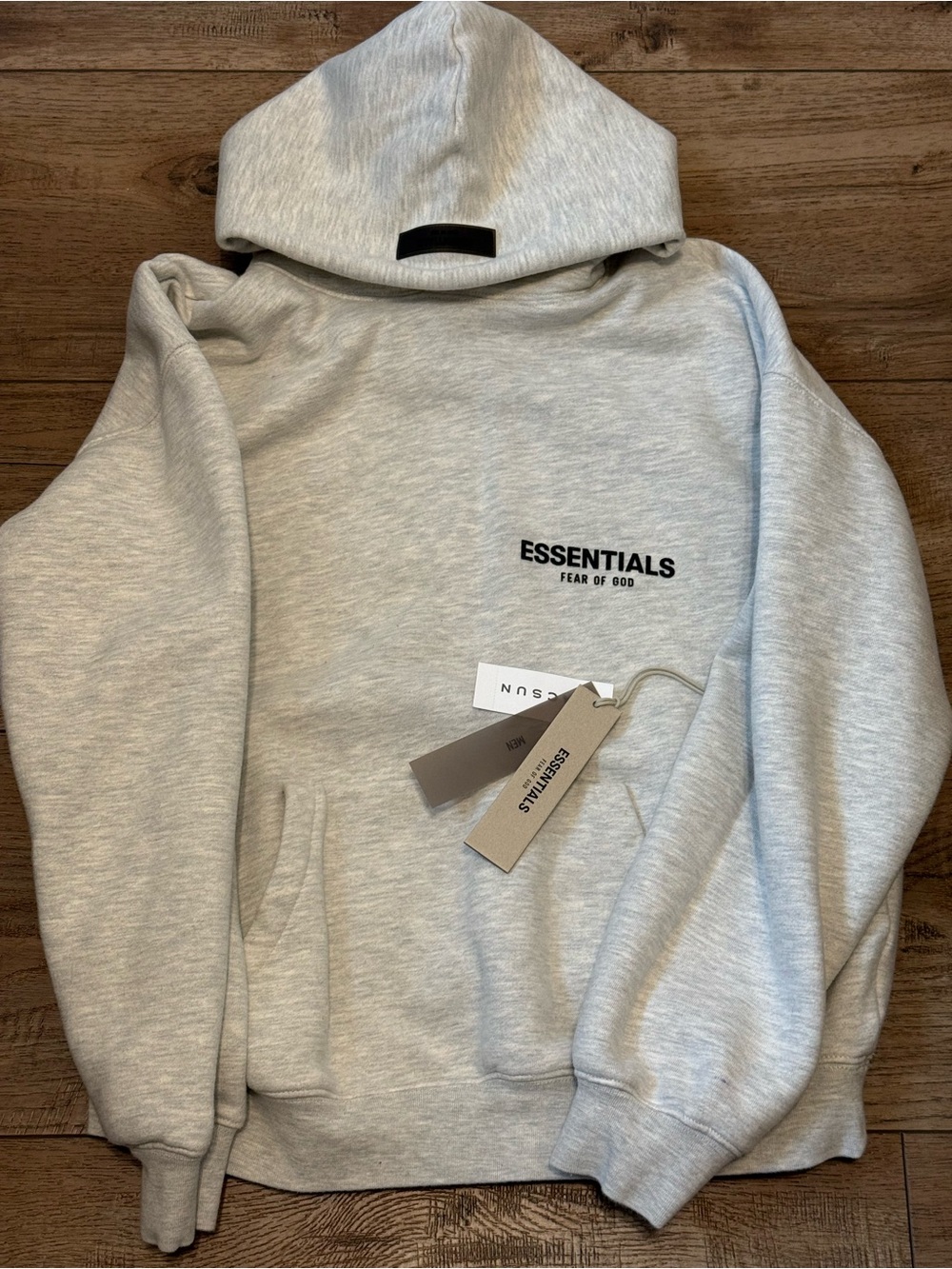 Essentials Light Gray Pullover Hoodie with Logo